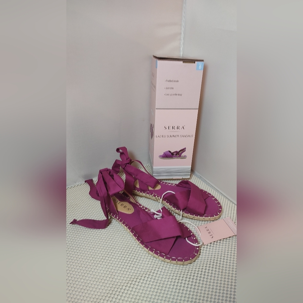 Serra Women's Size 8 Summer Sandals Maroon/Plum Lace Up Ankle Strap NWT